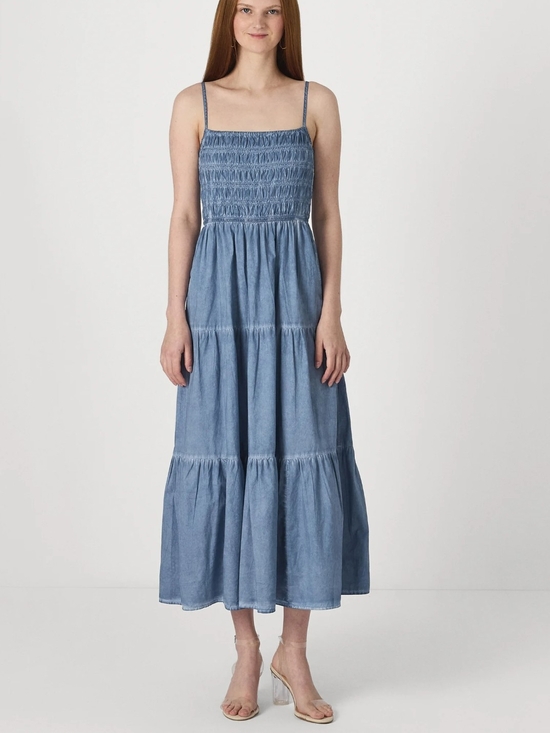 GAP Dresses & Skirts - Gap Smocked Chambray Maxi Dress in Light Blue